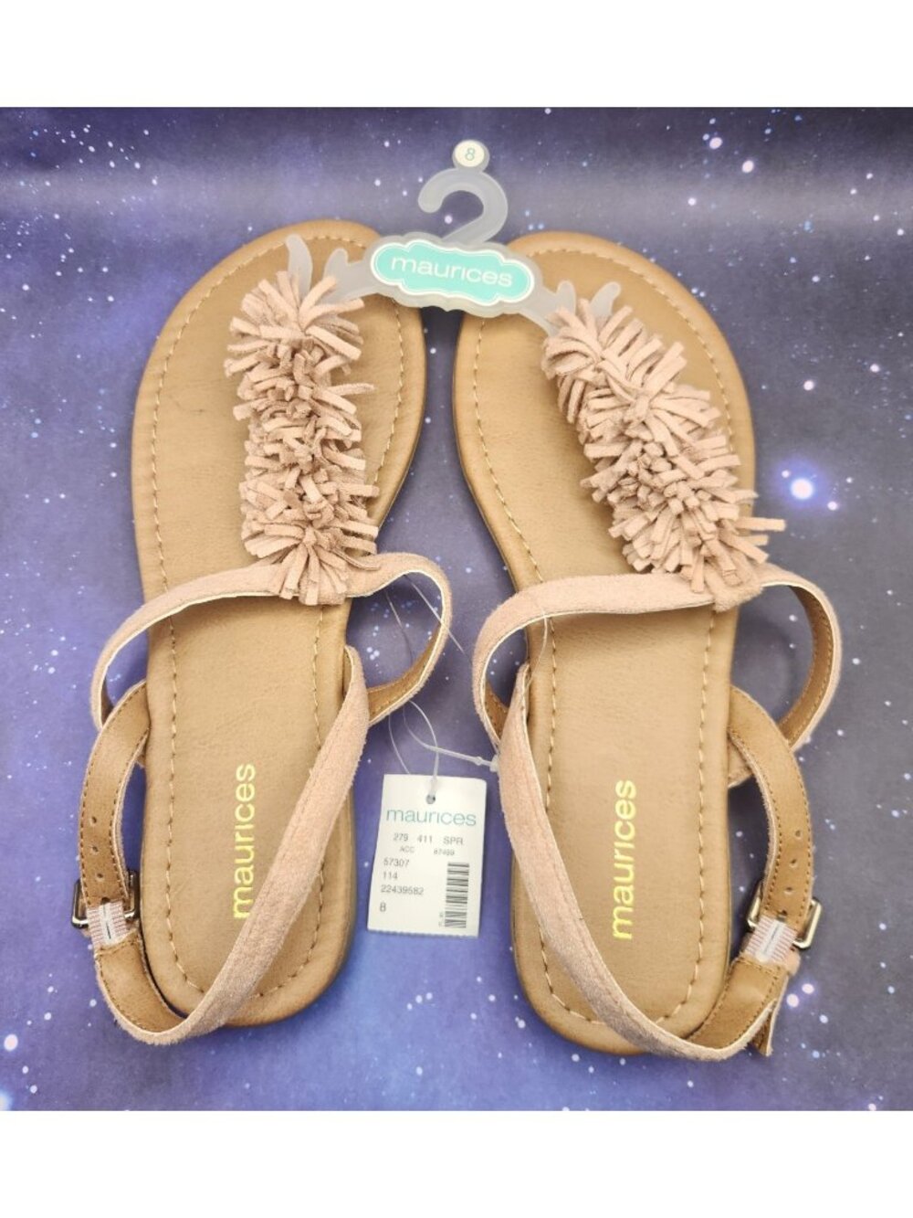 Maurices Adrianne Pink Rose Buckle Back Thong Sandal Summer Shoes US 8 M NEW